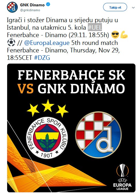 Dinamo Zagreb yarın İstanbul'da